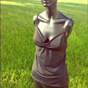 New Athleta Black Smocked Tankini, 36B/C, NWT